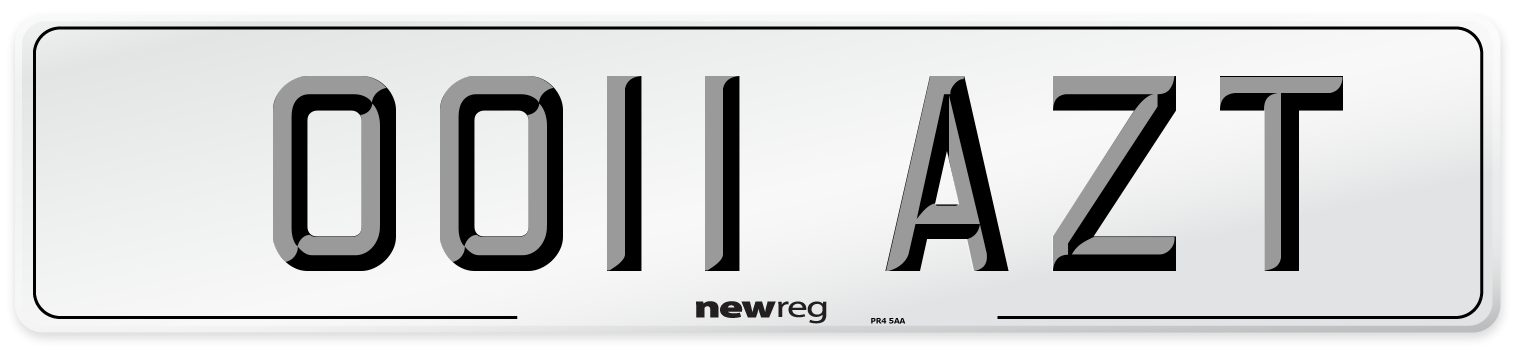 OO11 AZT Number Plate from New Reg